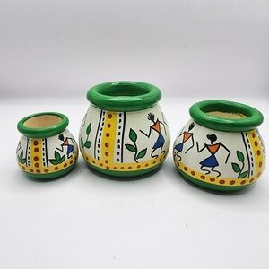 3 Wooden Matki Pot Set - 1.5"-2.5"